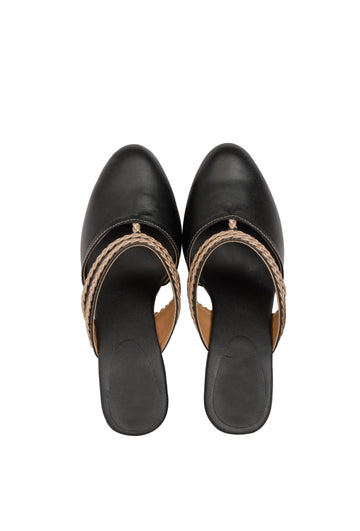 Black Sunheri Braided Block Heels
